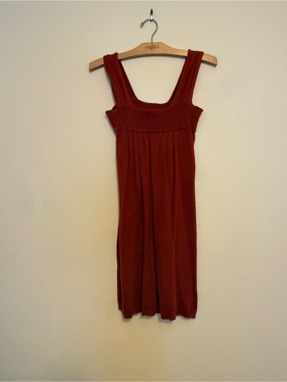 Banana Republic Rust Midi Square-Neck Knit Dress